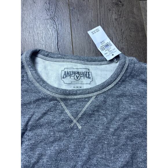 American Eagle Men’s M Gray Long Sleeve Crew Neck Thermal Knit Shirt Casual - Picture 5 of 7